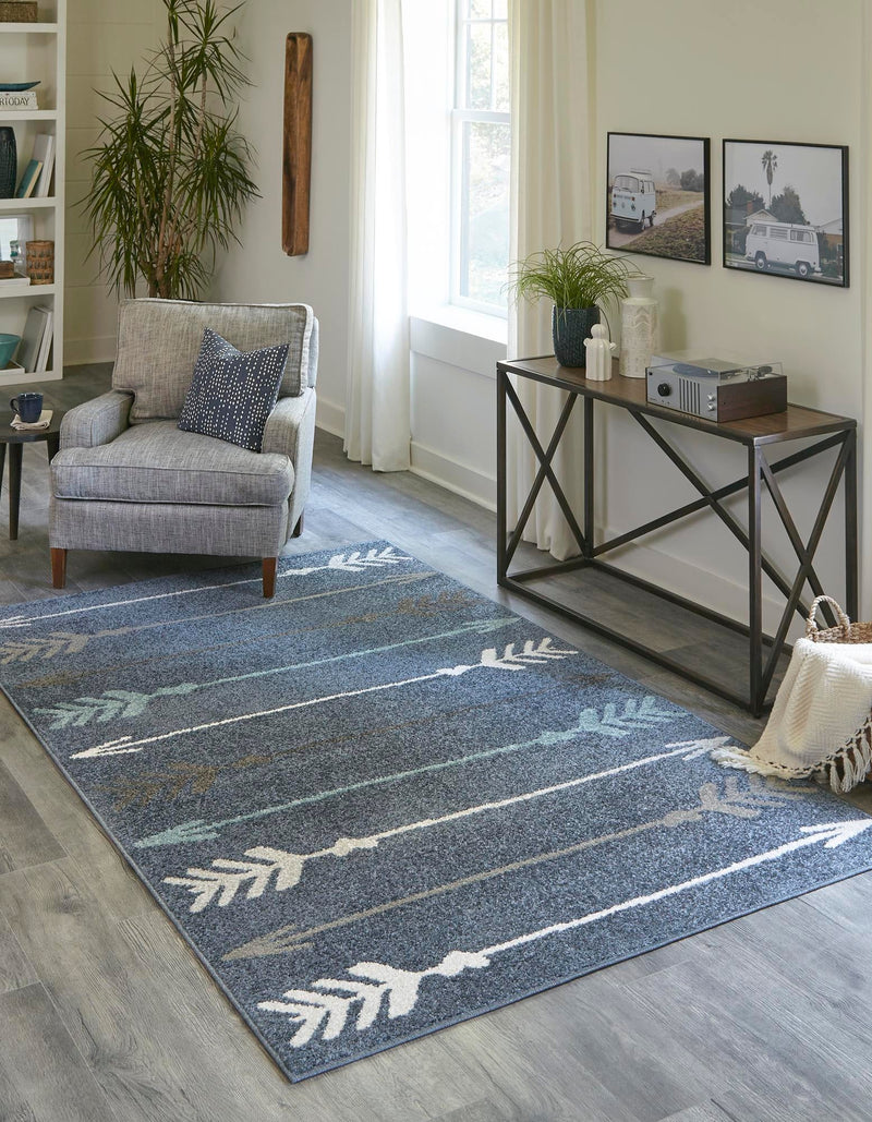 Autumn Meadow Collection Area Rug - Junipervale Rectangle Navy Blue lifestyle 6