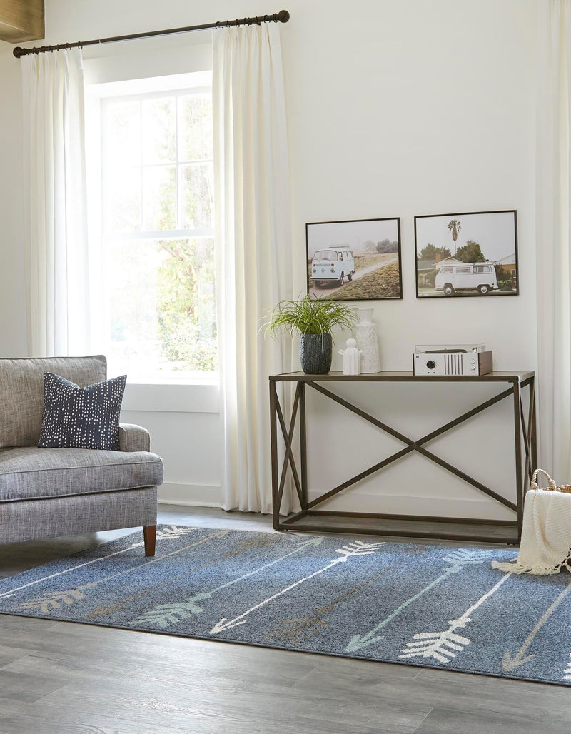 Autumn Meadow Collection Area Rug - Junipervale Rectangle Navy Blue lifestyle 9