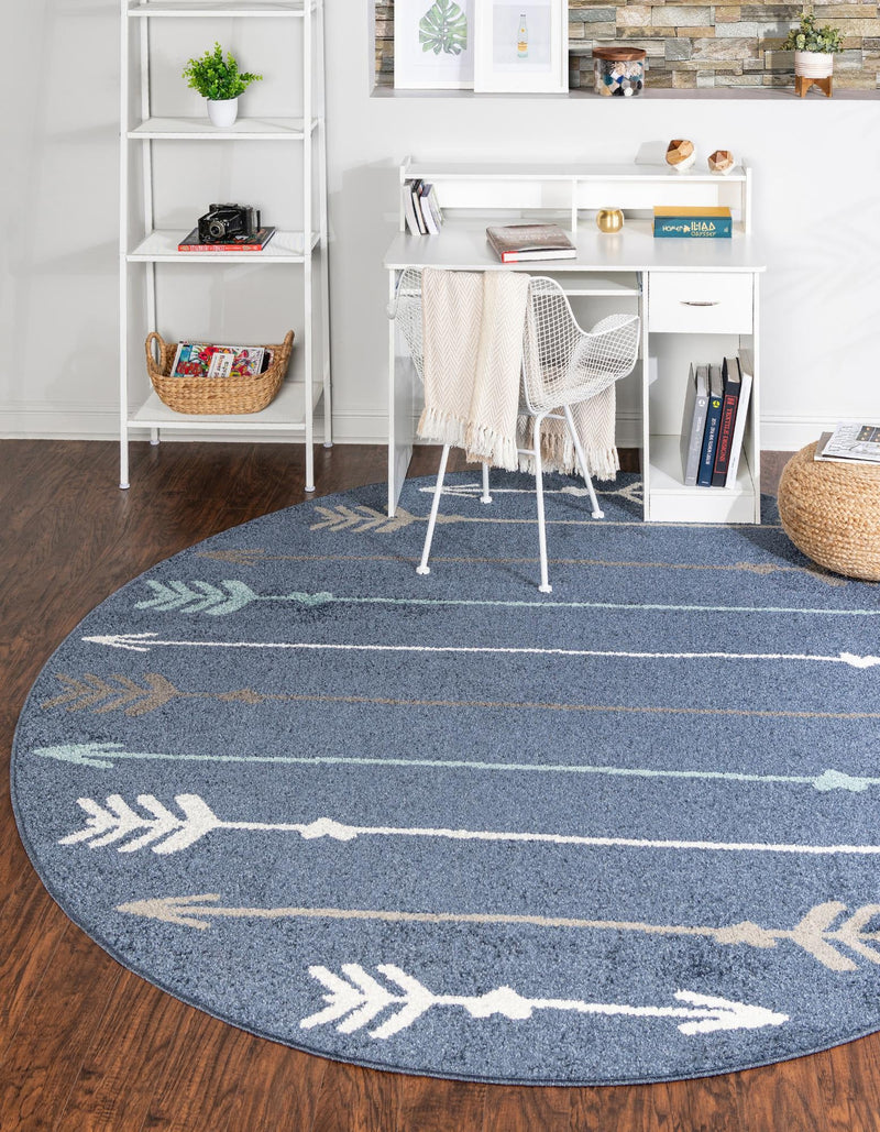 Autumn Meadow Collection Area Rug - Junipervale Round Navy Blue lifestyle 32