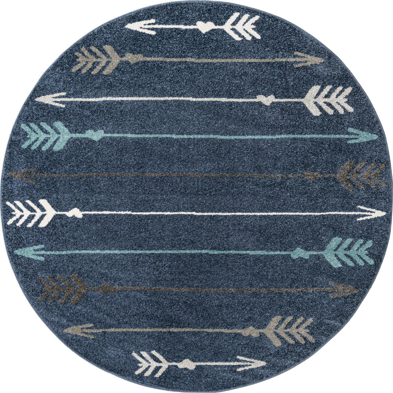 Autumn Meadow Collection Area Rug - Junipervale Round Navy Blue lifestyle 28