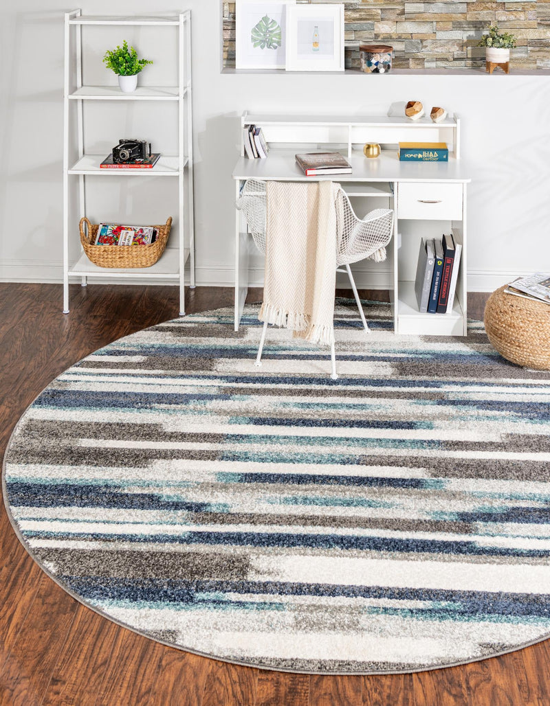 Autumn Meadow Collection Area Rug - Duskridge Round Blue Gray lifestyle 33