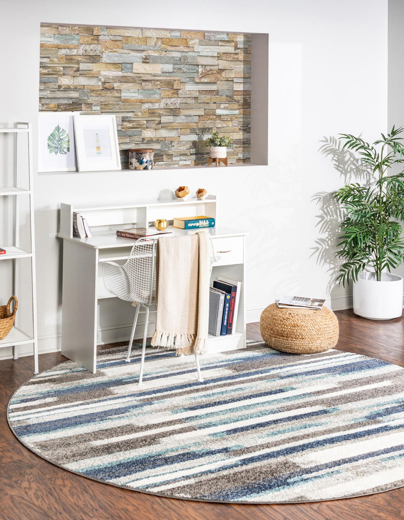 Autumn Meadow Collection Area Rug - Duskridge Round Blue Gray lifestyle 39