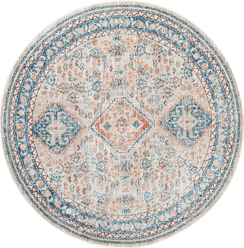 Coastal Haven Collection Area Rug - Harborview Round Multi lifestyle 46