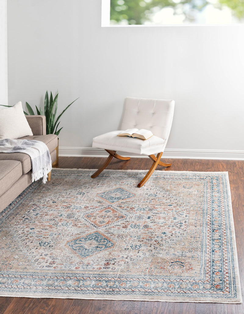 Coastal Haven Collection Area Rug - Harborview Square Multi lifestyle 56