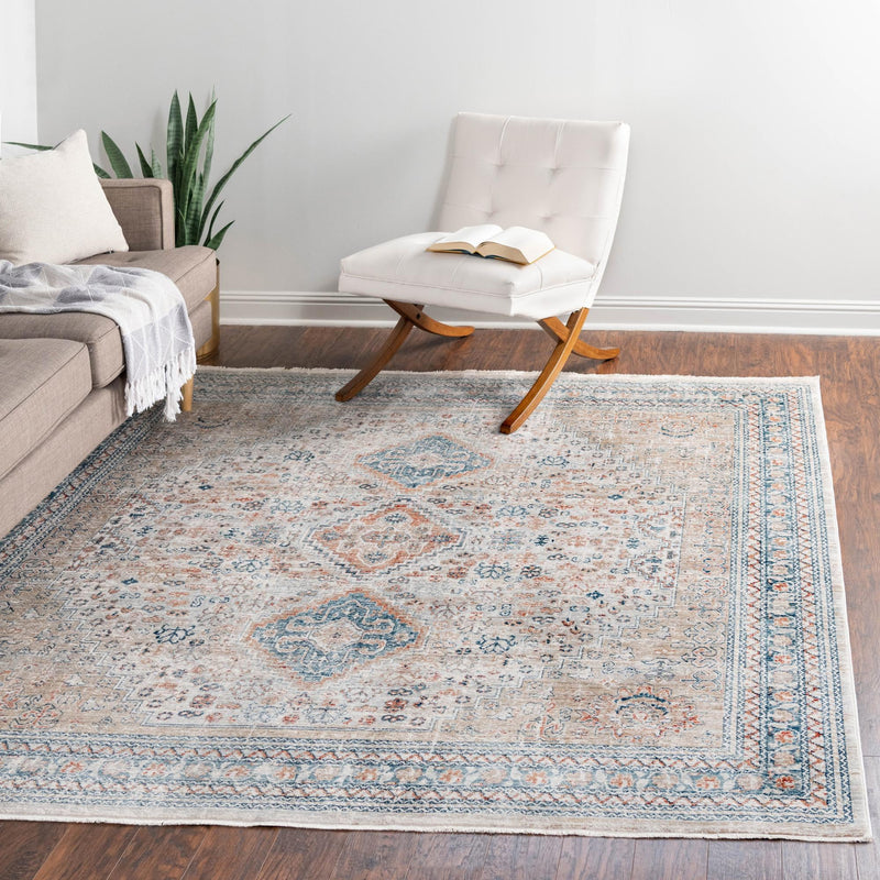 Coastal Haven Collection Area Rug - Harborview Square Multi lifestyle 95