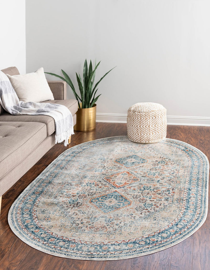 Coastal Haven Collection Area Rug - Harborview Oval Multi lifestyle 57