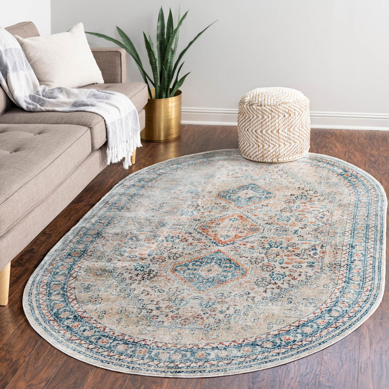 Coastal Haven Collection Area Rug - Harborview Oval Multi lifestyle 96