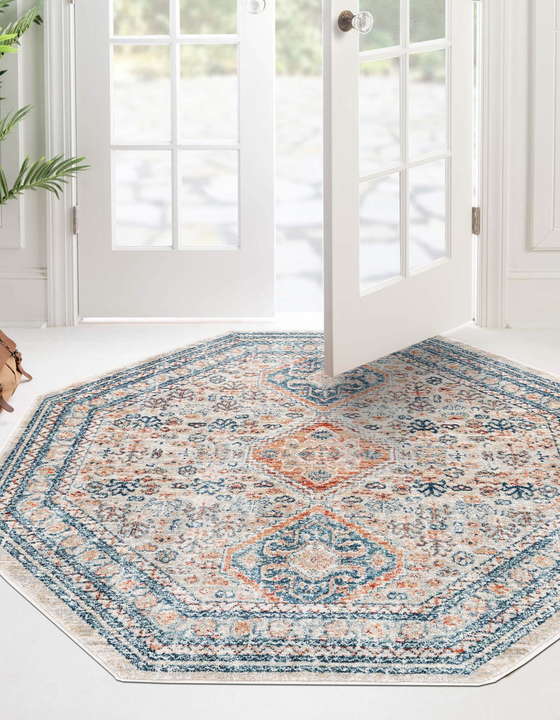 Coastal Haven Collection Area Rug - Harborview Octagon Multi lifestyle 67