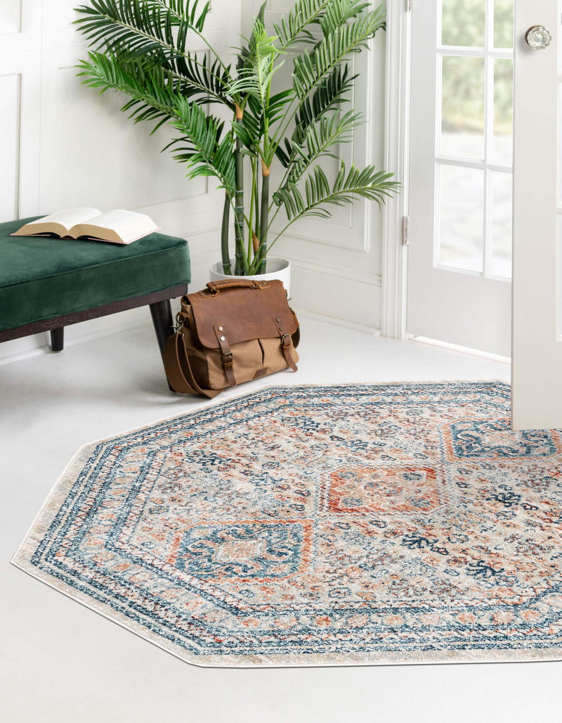 Coastal Haven Collection Area Rug - Harborview Octagon Multi lifestyle 82