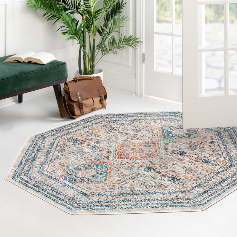 Coastal Haven Collection Area Rug - Harborview Octagon Multi lifestyle 105