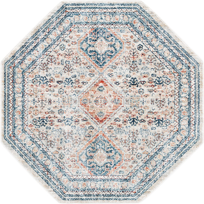 Coastal Haven Collection Area Rug - Harborview Octagon Multi lifestyle 56