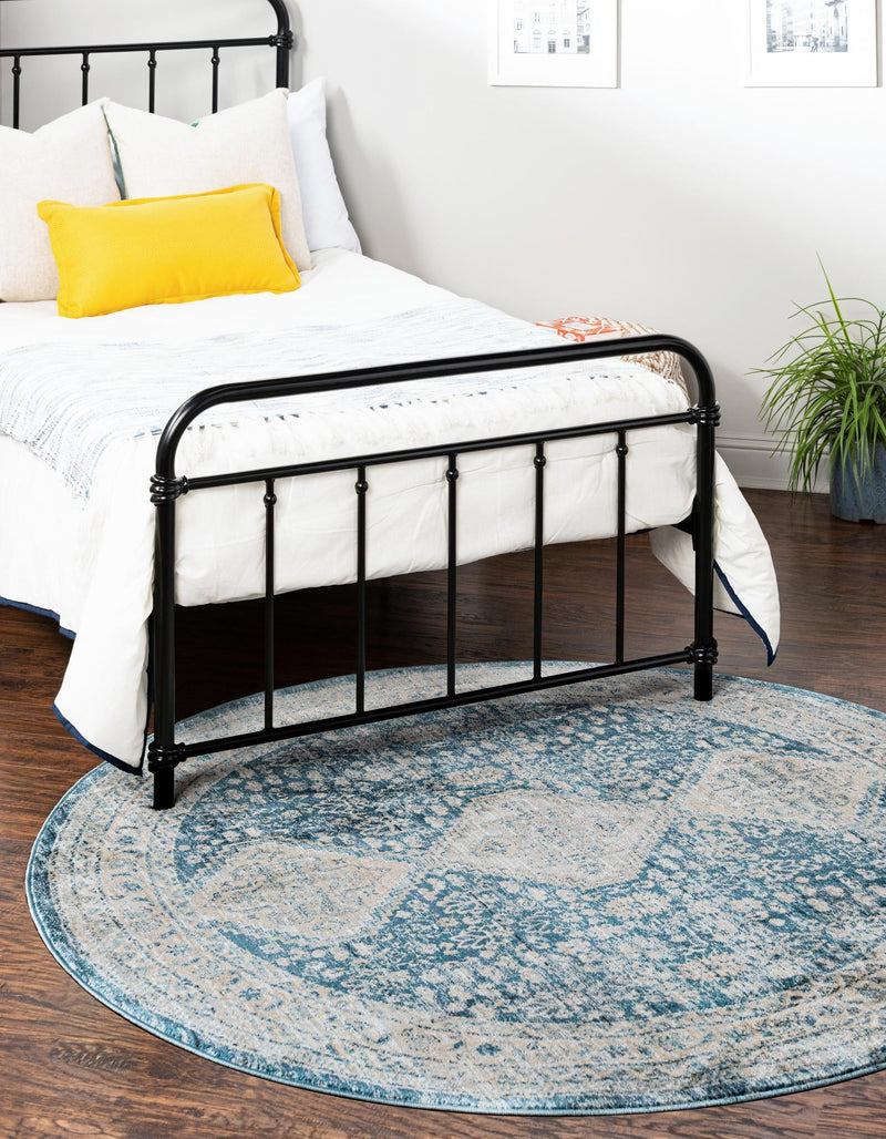 Coastal Haven Collection Area Rug - Harborview Round Navy Blue lifestyle 70