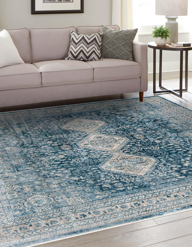 Coastal Haven Collection Area Rug - Harborview Square Navy Blue lifestyle 71