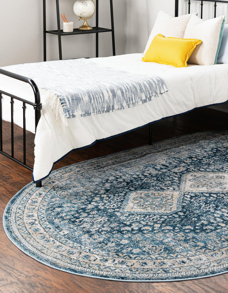 Coastal Haven Collection Area Rug - Harborview Oval Navy Blue lifestyle 84