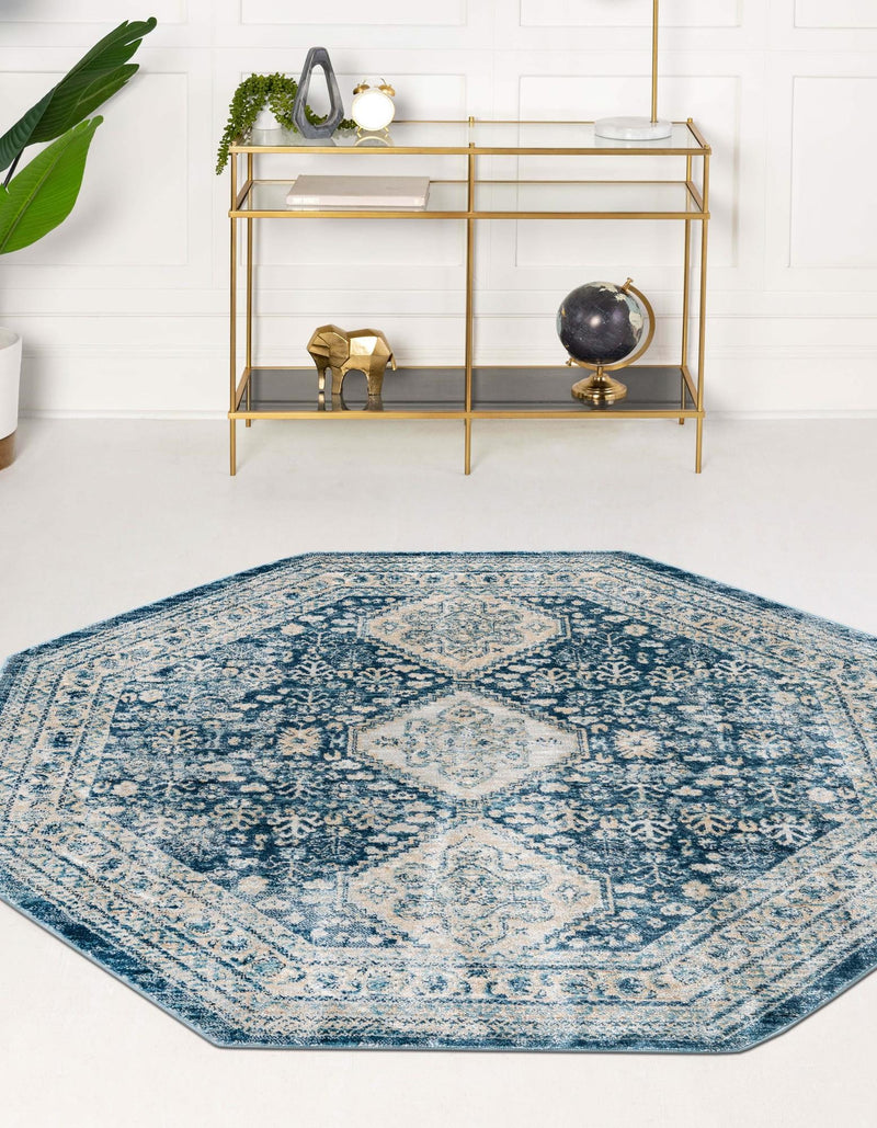 Coastal Haven Collection Area Rug - Harborview Octagon Navy Blue lifestyle 61