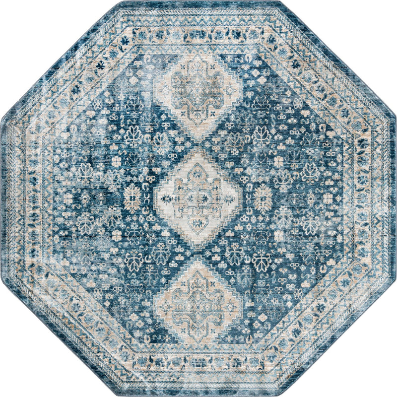 Coastal Haven Collection Area Rug - Harborview Octagon Navy Blue lifestyle 51
