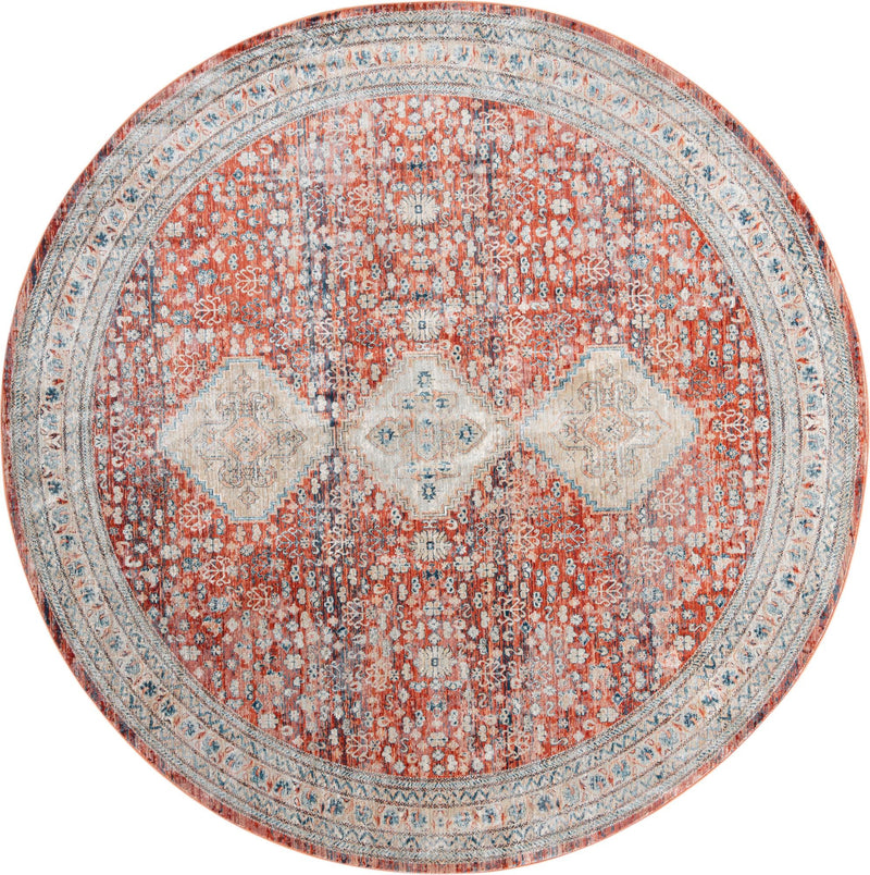 Coastal Haven Collection Area Rug - Harborview Round Red lifestyle 52