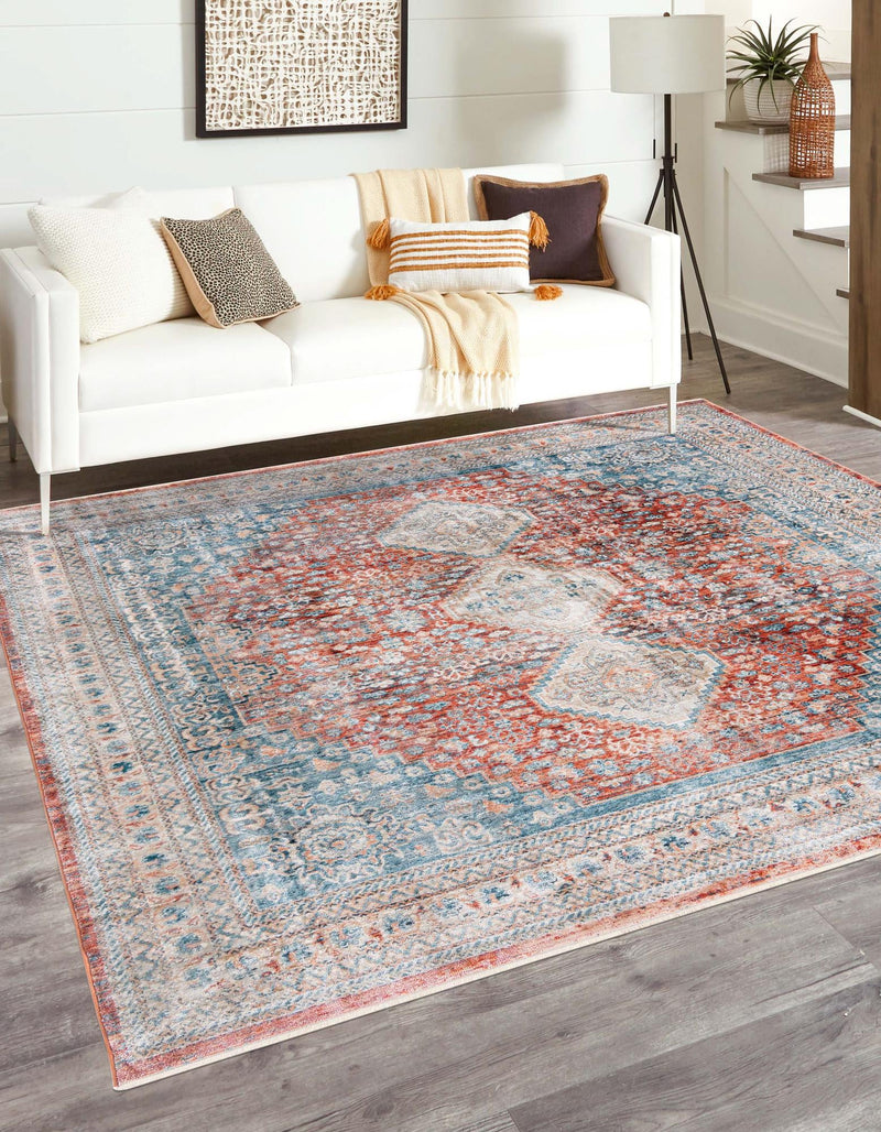 Coastal Haven Collection Area Rug - Harborview Square Red lifestyle 70