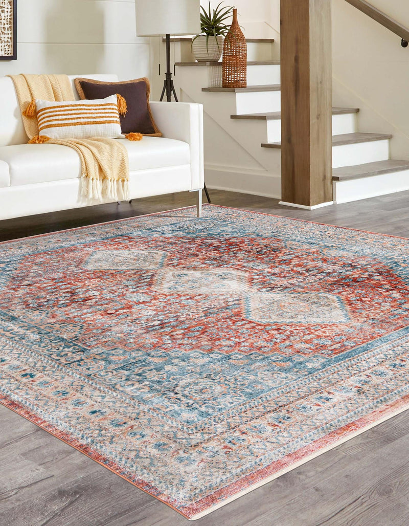 Coastal Haven Collection Area Rug - Harborview Square Red lifestyle 85