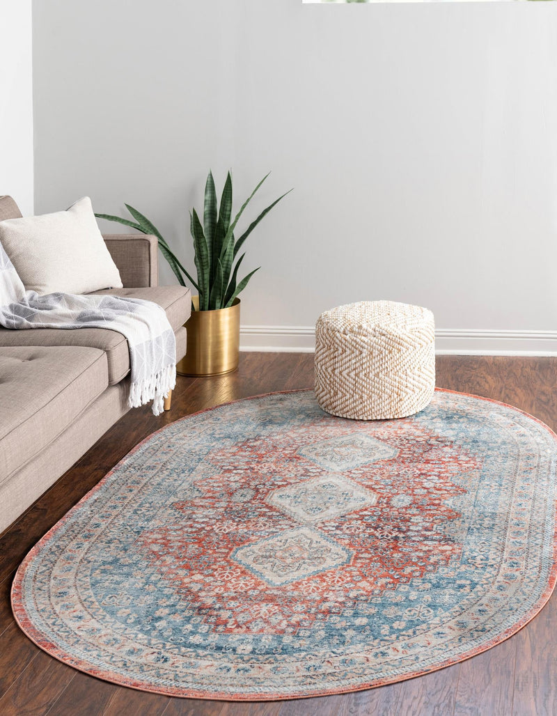 Coastal Haven Collection Area Rug - Harborview Oval Red lifestyle 64