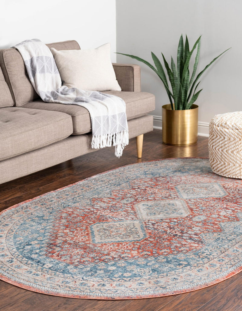 Coastal Haven Collection Area Rug - Harborview Oval Red lifestyle 75
