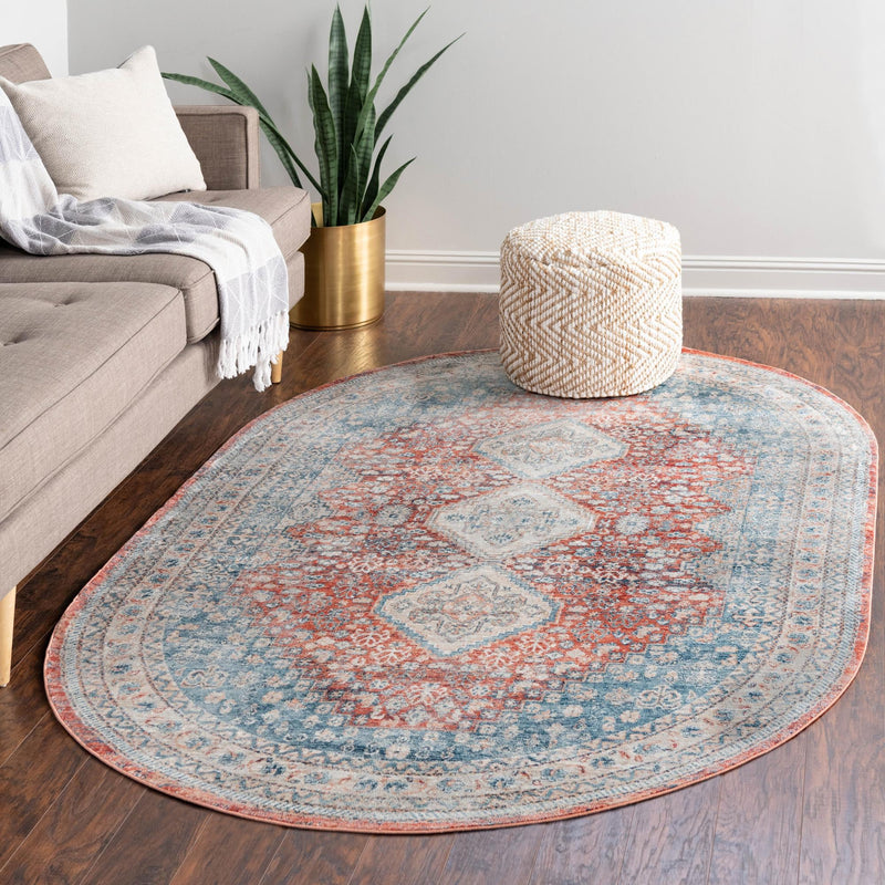 Coastal Haven Collection Area Rug - Harborview Oval Red lifestyle 101