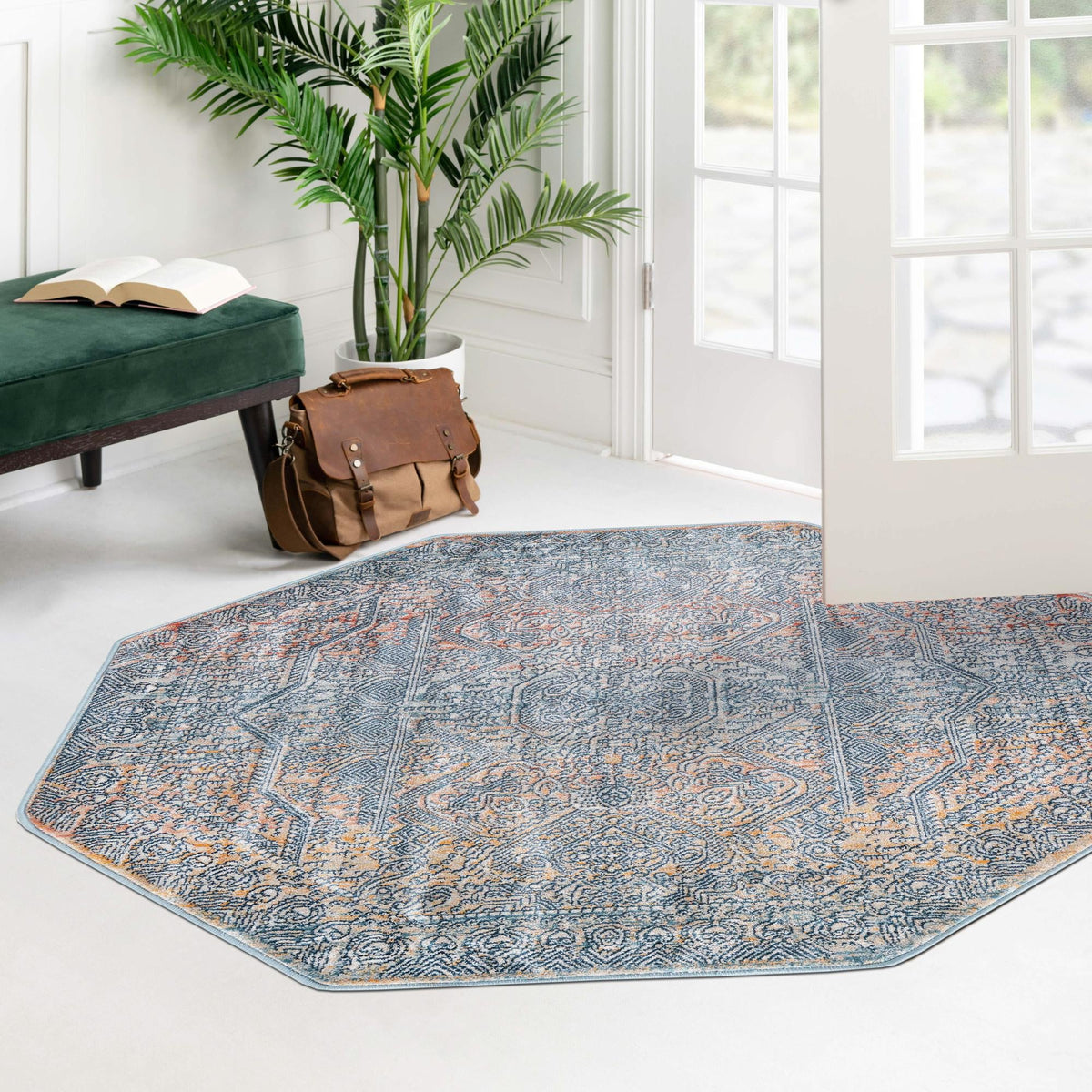 Coastal Haven Collection Area Rug - Oceania Octagon Multi lifestyle 87