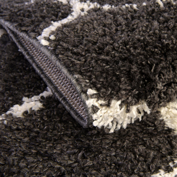 Cozy Cove Shag Collection Area Rug - Marina Rectangle Black and White lifestyle 19