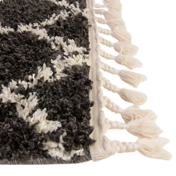 Cozy Cove Shag Collection Area Rug - Marina Rectangle Black and White lifestyle 20