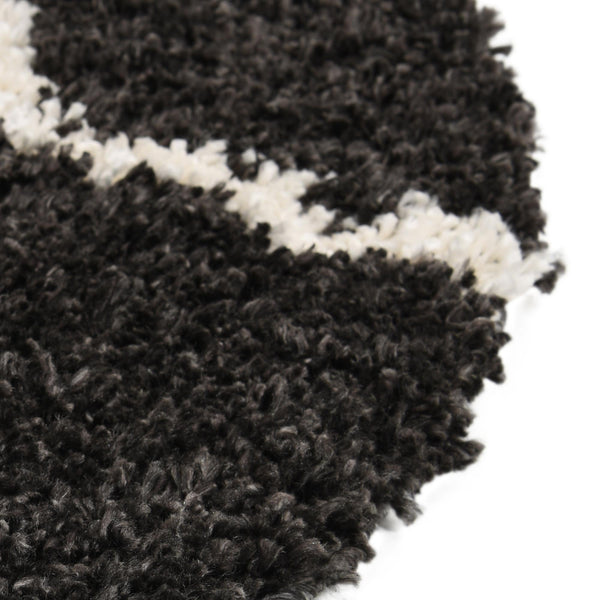 Cozy Cove Shag Collection Area Rug - Marina Round Black and White lifestyle 82