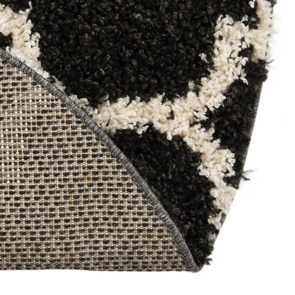Cozy Cove Shag Collection Area Rug - Marina Round Black and White lifestyle 86