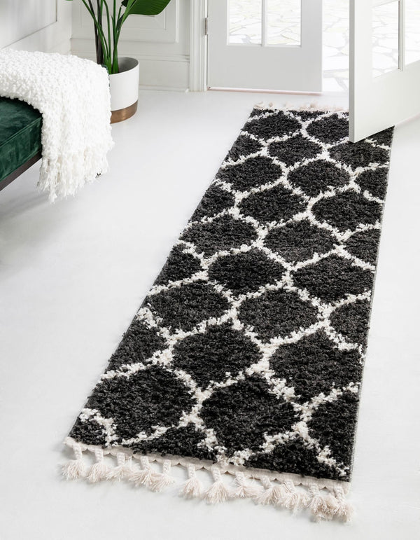 Cozy Cove Shag Collection Area Rug - Marina Runner Black and White lifestyle 36