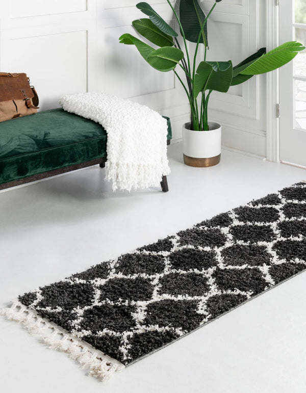 Cozy Cove Shag Collection Area Rug - Marina Runner Black and White lifestyle 41