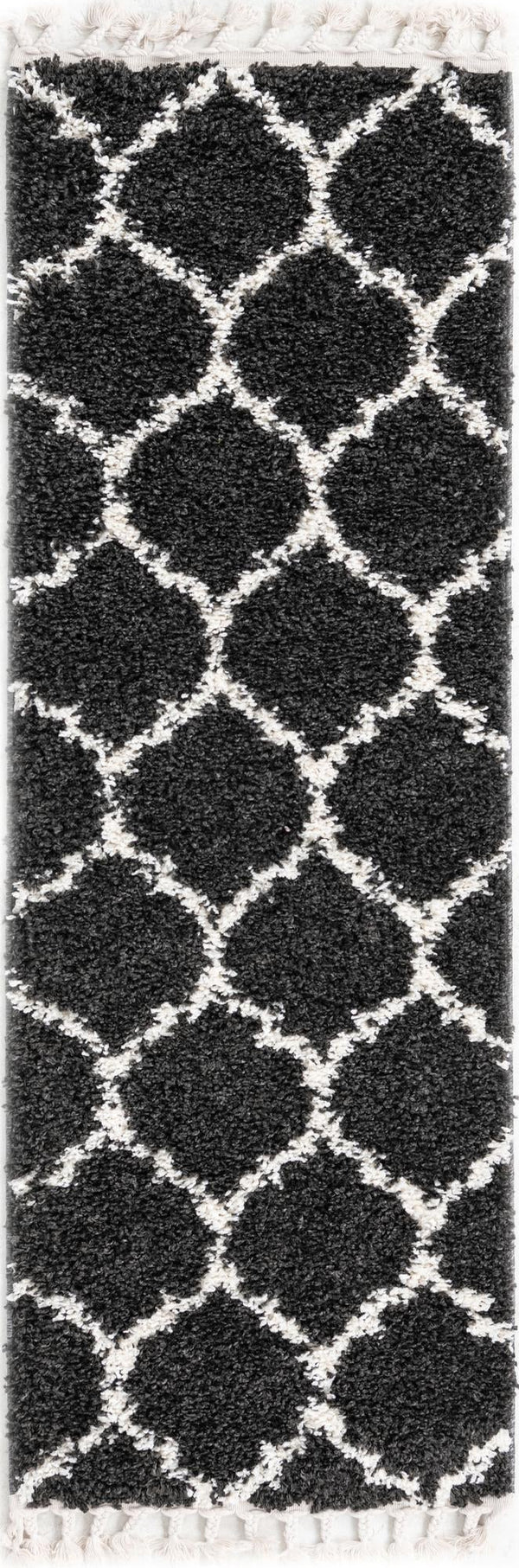 Cozy Cove Shag Collection Area Rug - Marina Runner Black and White lifestyle 31