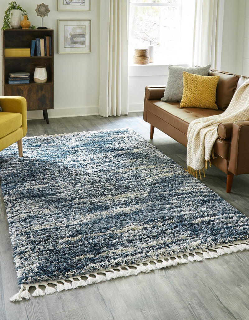 Tranquil Tides Shag Collection Area Rug - Azure Rectangle Blue lifestyle 6