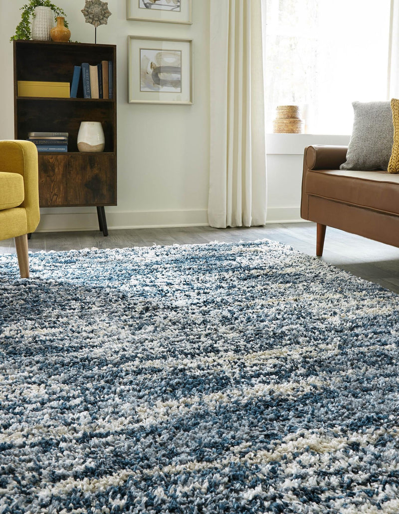 Tranquil Tides Shag Collection Area Rug - Azure Rectangle Blue lifestyle 9