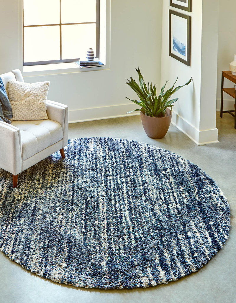 Tranquil Tides Shag Collection Area Rug - Azure Round Blue lifestyle 40