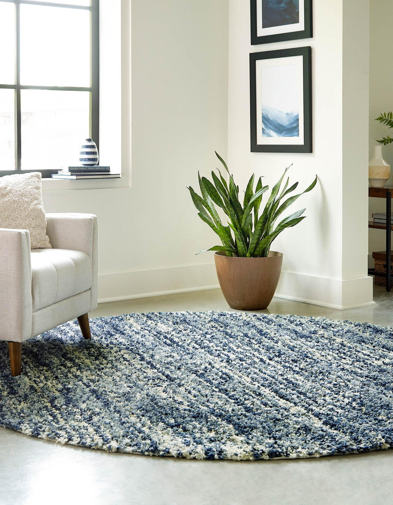 Tranquil Tides Shag Collection Area Rug - Azure Round Blue lifestyle 47