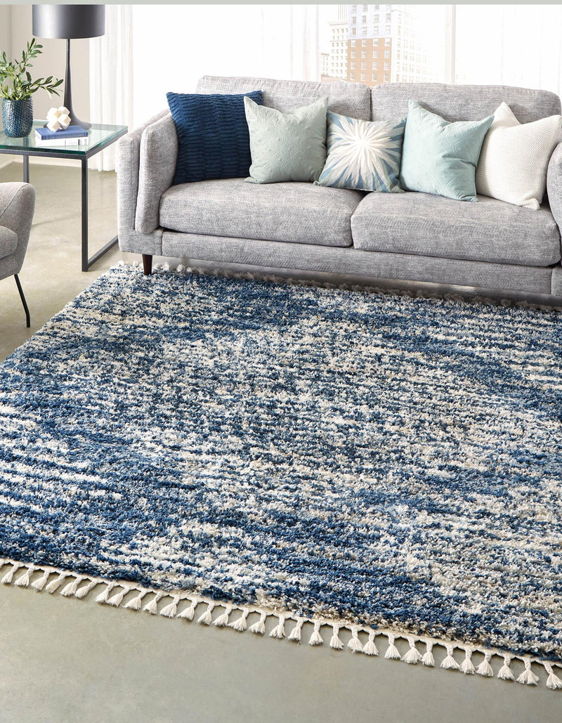 Tranquil Tides Shag Collection Area Rug - Azure Square Blue lifestyle 47