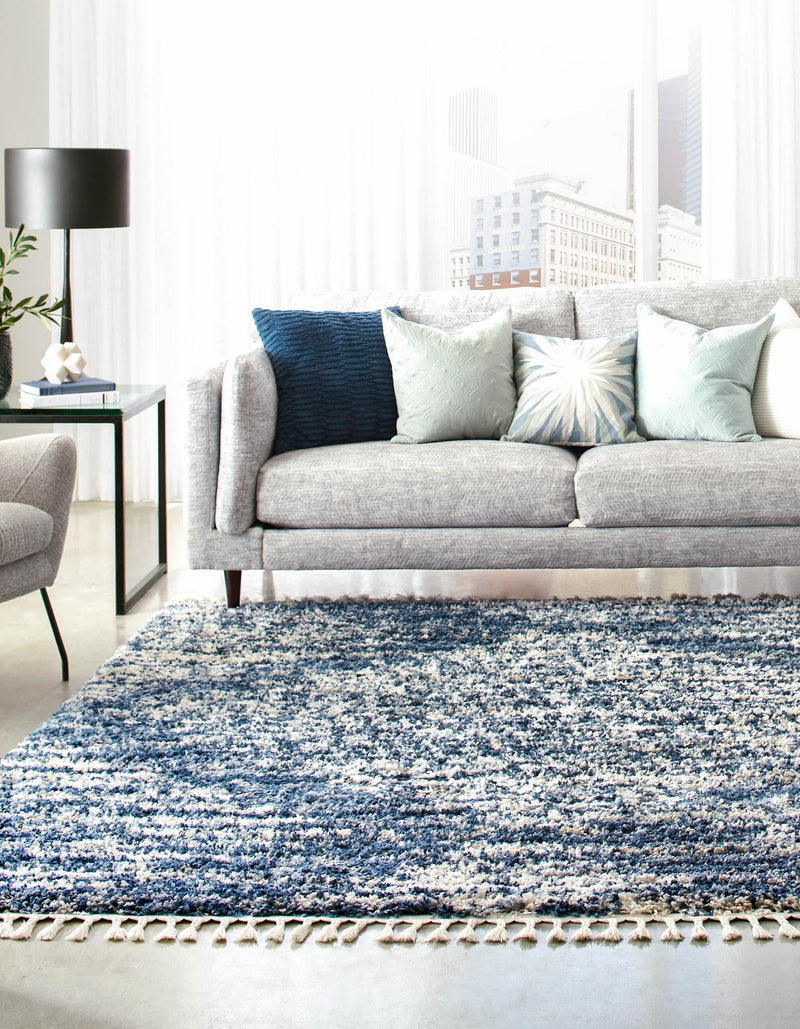 Tranquil Tides Shag Collection Area Rug - Azure Square Blue lifestyle 64