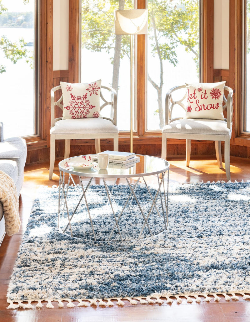 Tranquil Tides Shag Collection Area Rug - Azure Square Blue lifestyle 79