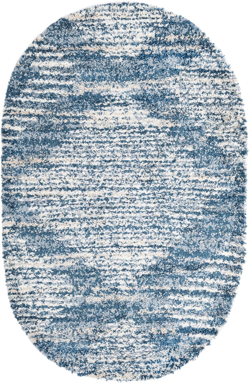 Tranquil Tides Shag Collection Area Rug - Azure Oval Blue lifestyle 34