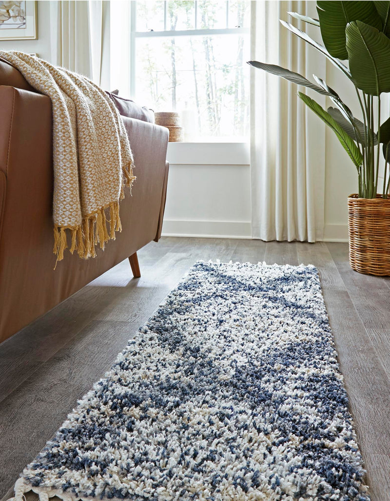 Tranquil Tides Shag Collection Area Rug - Azure Runner Blue lifestyle 65