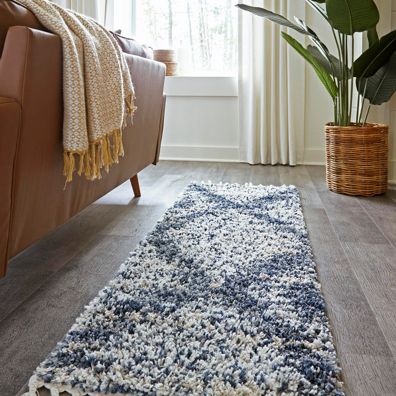 Tranquil Tides Shag Collection Area Rug - Azure Runner Blue lifestyle 103