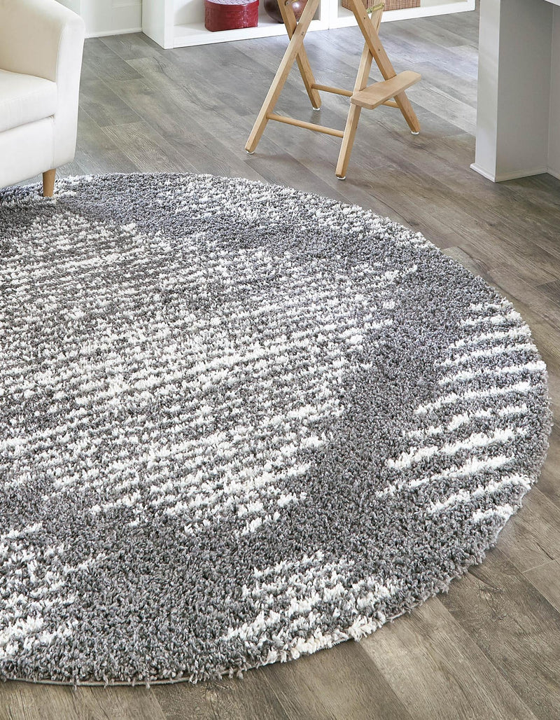 Tranquil Tides Shag Collection Area Rug - Azure Round Gray lifestyle 66