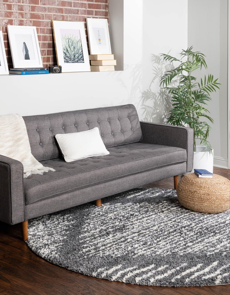 Tranquil Tides Shag Collection Area Rug - Azure Round Gray lifestyle 50