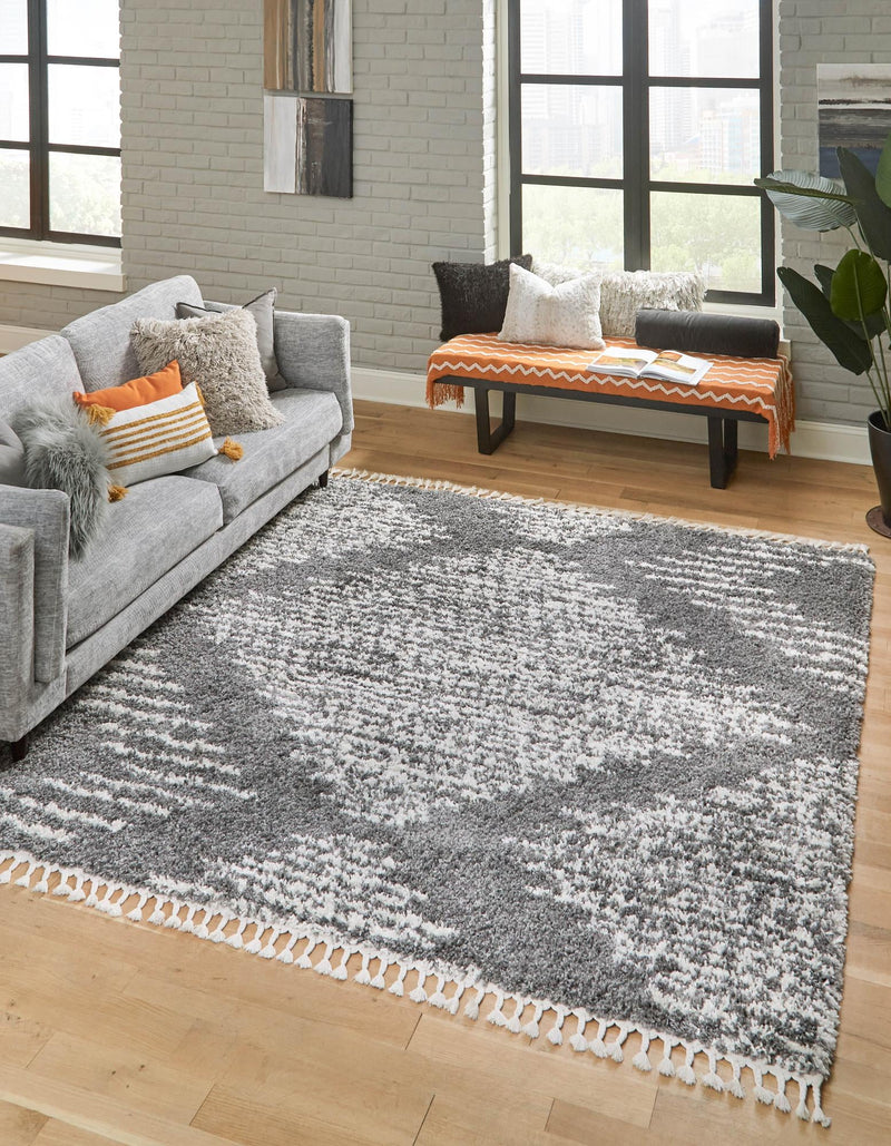 Tranquil Tides Shag Collection Area Rug - Azure Square Gray lifestyle 37