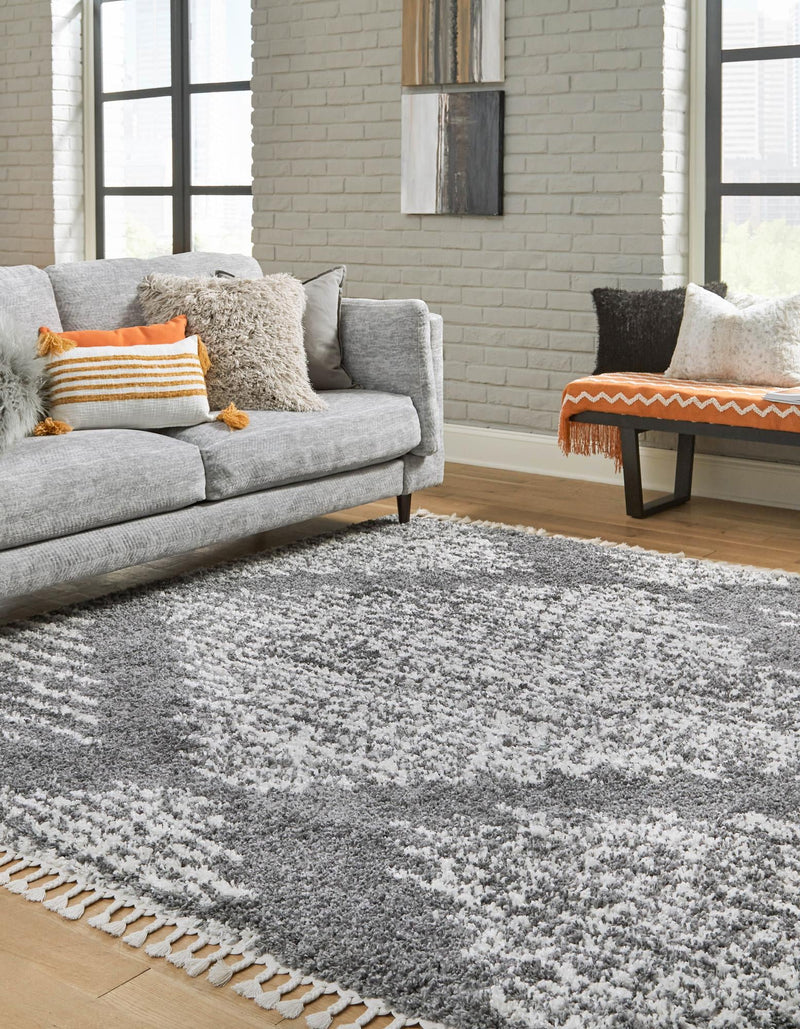 Tranquil Tides Shag Collection Area Rug - Azure Square Gray lifestyle 44