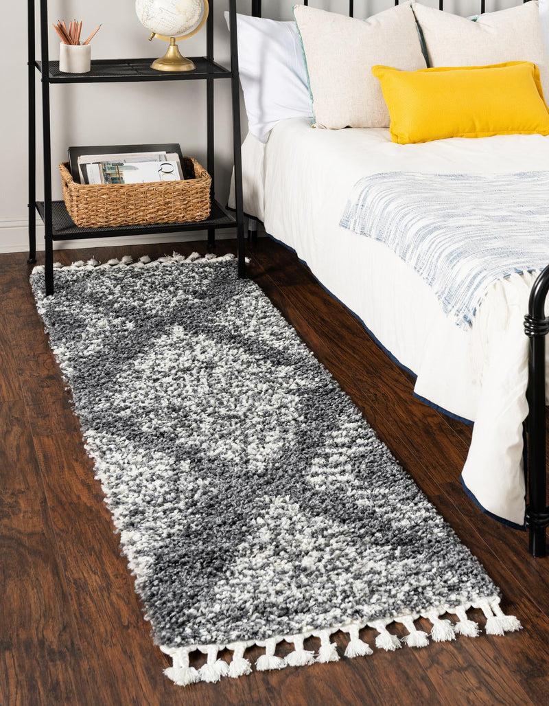 Tranquil Tides Shag Collection Area Rug - Azure Runner Gray lifestyle 39