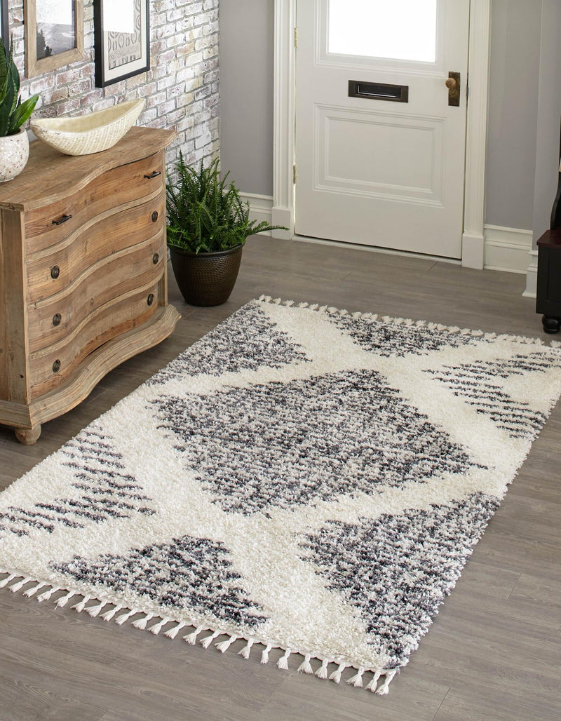 Tranquil Tides Shag Collection Area Rug - Azure Rectangle White lifestyle 8